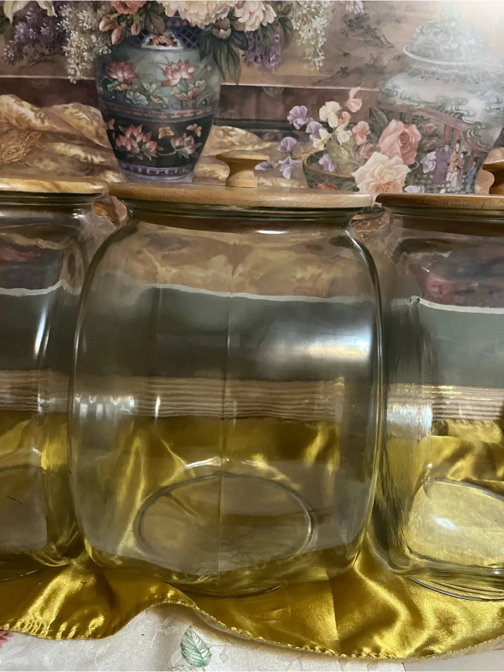 Clear Glass Canister with Wood Lid - Natural Wood Color